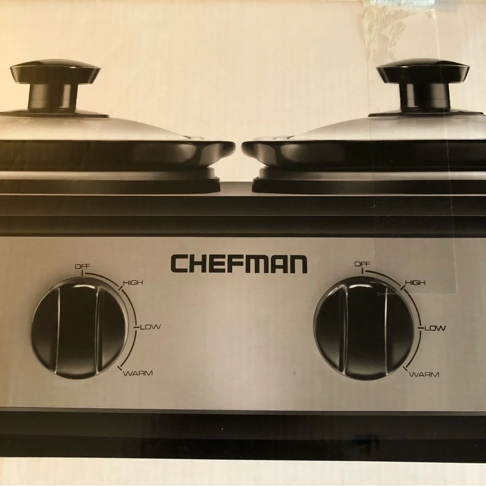 Chefman Double Slow Cooker 2 x 1.25 Quart Oval Stoneware Crocks - Dual Controls